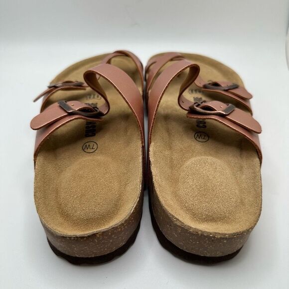CUSHIONAIRE Women's Cork Footbed Sandal With +Comfort 7 WIDE ROSE GOLD - Picture 4 of 7